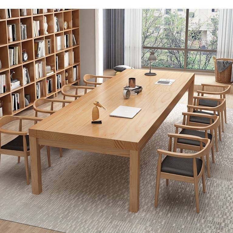 实木阅览室桌椅组合会议桌大书桌工作台泡茶桌学习电脑桌办公长桌