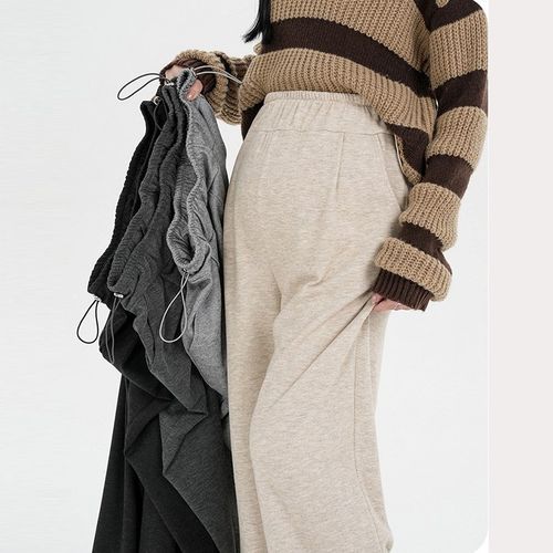 孕妇裤子春秋款外穿休闲裤高腰无托腹不勒肚子阔腿裤直筒糯米裤