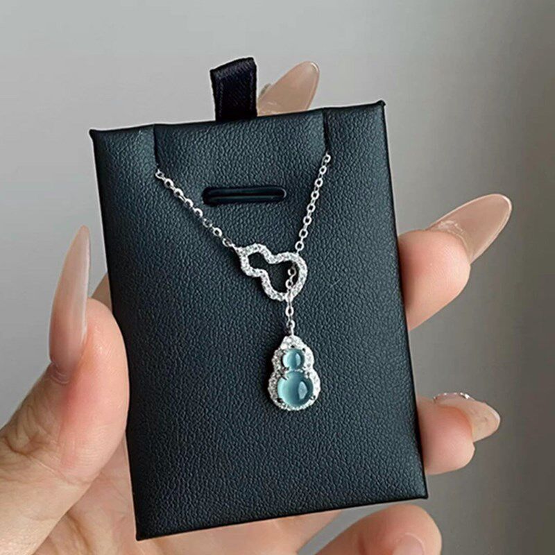 蓝色双葫芦吊坠项链小众气质百搭颈链时尚通勤新中式高级感锁骨链