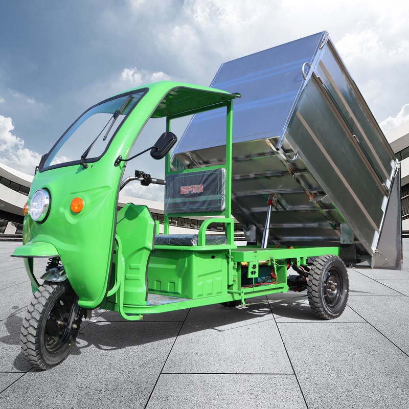 电动垃圾车清运车大容量不锈钢三轮车环卫自卸小区物业转运保洁车