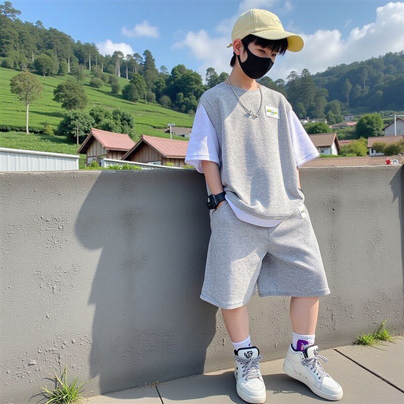 男童夏季套装儿童装夏装短袖2025新款帅气男孩大童时髦运动衣服潮