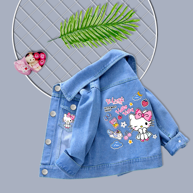 女童外套秋装2023新款秋季洋派女孩童装夹克衣服春秋儿童牛仔上衣