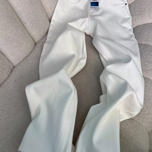 高个子加长白色窄版阔腿牛仔裤女春夏高腰宽松垂感直筒百搭拖地裤