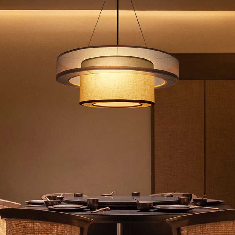 日式餐饮包厢宴会厅餐厅中式火锅饭店中国风茶室酒店餐桌客厅吊灯