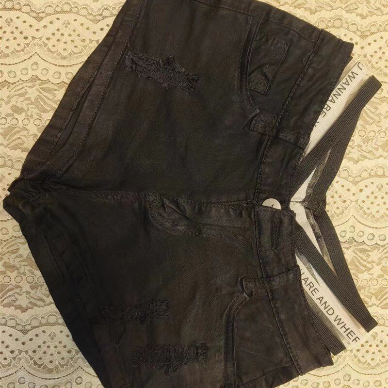 低腰超短显腿长牛仔短裤女2023夏季跳舞显瘦弹力黑色白色辣妹热裤