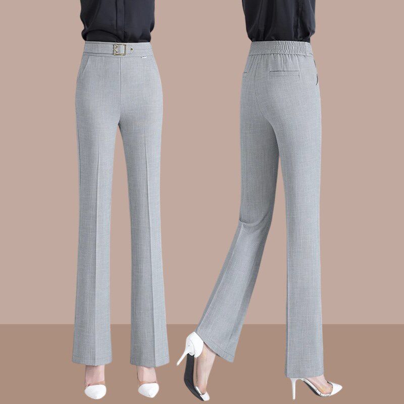 微喇裤女士2025夏季新款高腰显瘦直筒薄款冰丝休闲小个子西装裤子