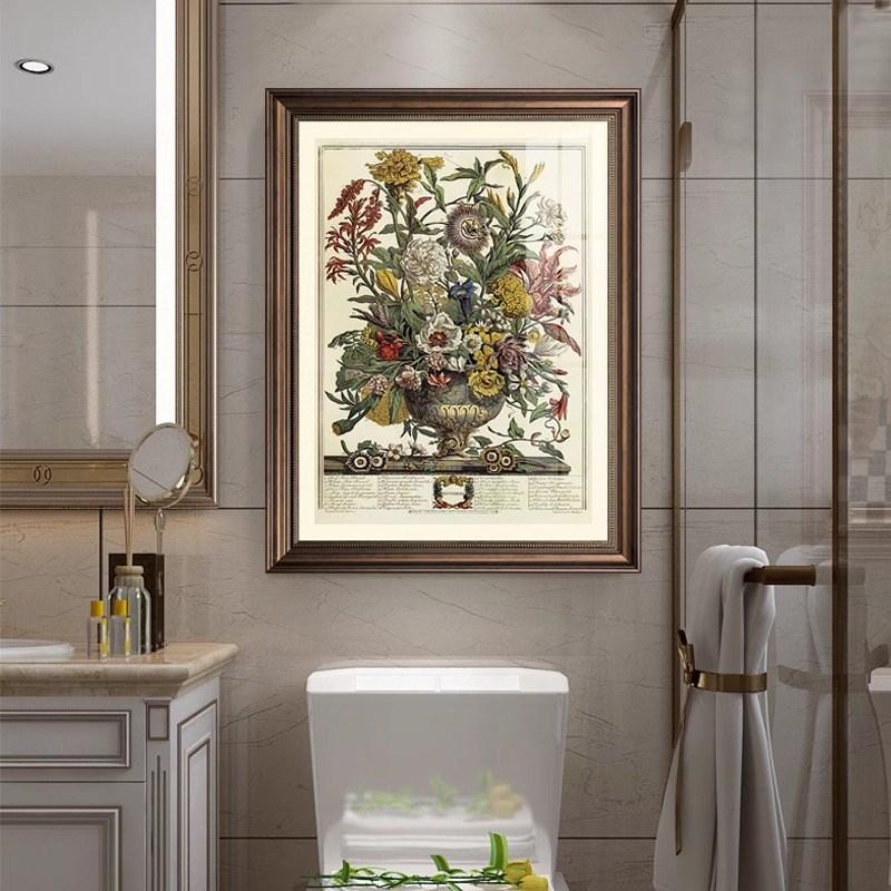 美式现代卫生间装饰画欧式t浴室防水挂画酒店洗手间厕所免打孔壁图片