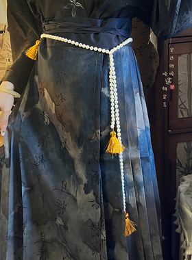 高质量~新中式珍珠串珠流苏项链高级感复古国风旗袍长款腰链配饰