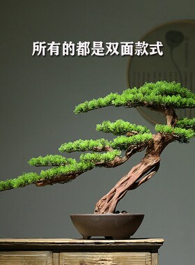 仿真迎客松盆景酒店办公室玄关桌罗汉松客厅电视柜
