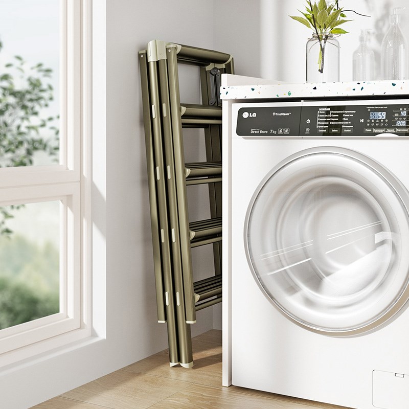 百佳宜梯子晾衣架两用折叠伸缩室内多功能人字梯加厚家用铝合金梯