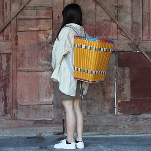 方形背篓塑料农村家用买菜肩带编织贵州农用肩带民族风大中号