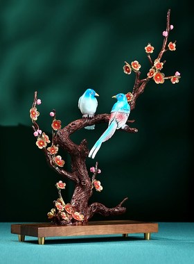彩铜喜鹊喜上眉梢家居客厅玄关办公室装饰品业乔迁礼品