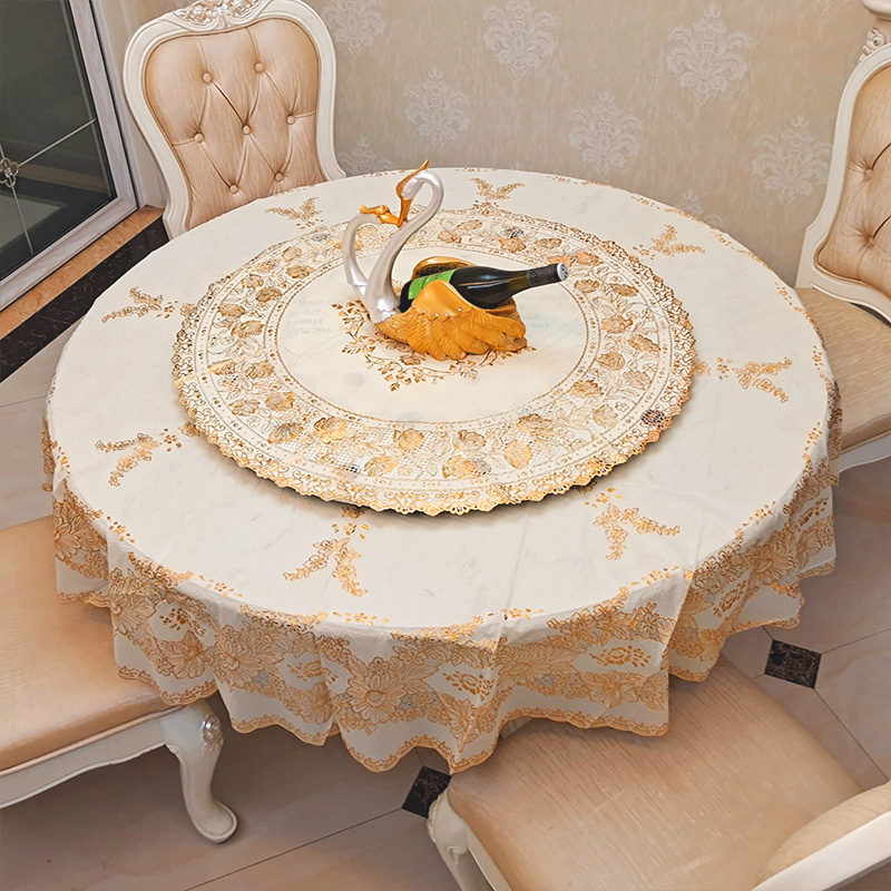 层圆桌餐布桌布PC防水防油免洗家用圆餐桌垫欧式圆形塑料台布