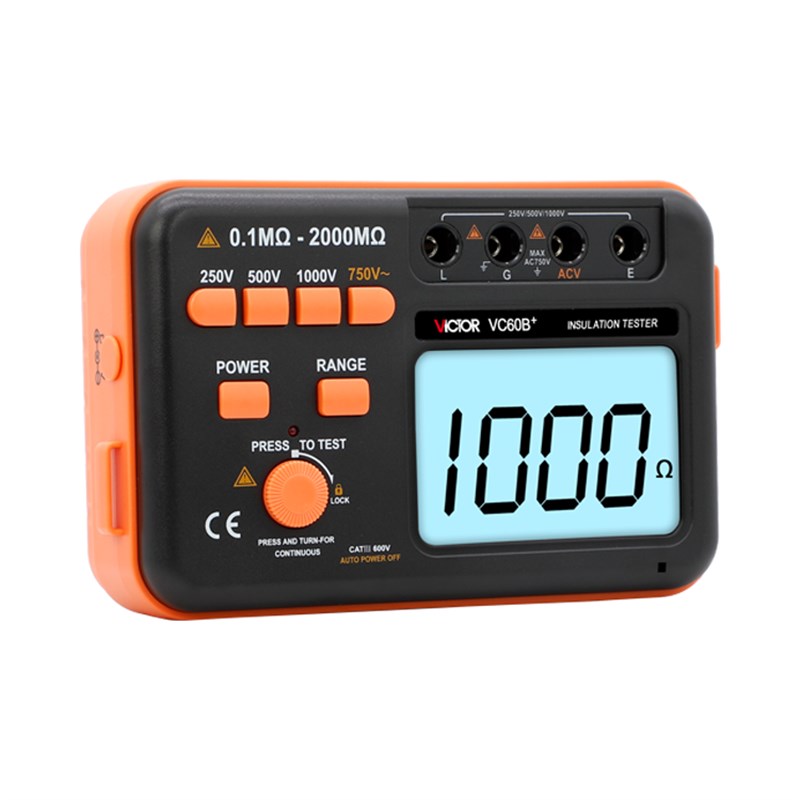 胜利绝缘电阻测试仪VC60B+数字兆欧表500v1000智能电工摇表绝缘表