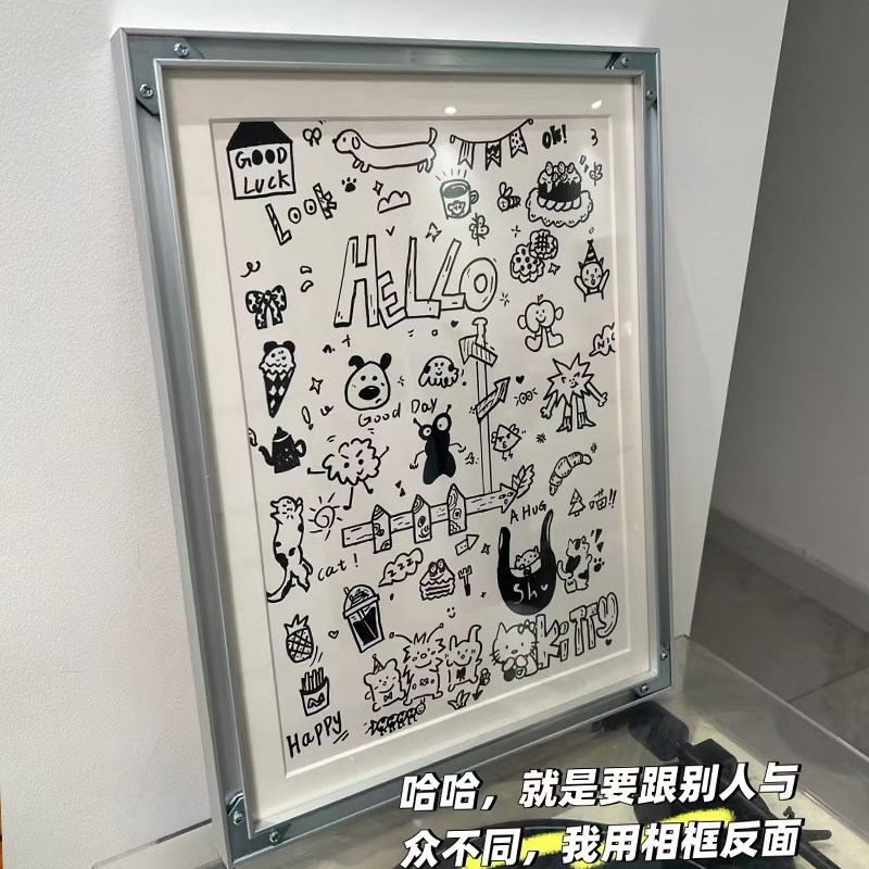 铝合金相框挂画外框空框照片简约银色海报艺术餐厅装饰画框定制