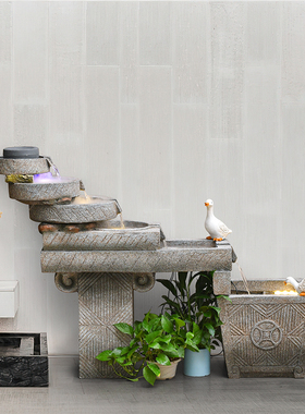 假山石墨流水喷泉办公室内阳台别墅庭院造景观装饰循环水落地