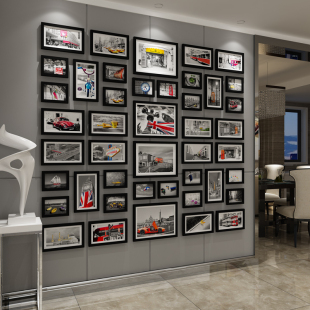 实木客厅创意照片墙 相片墙相框墙公司企业 大尺寸墙面