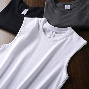 重磅高克重纯棉宽肩背心 男无袖汗衫休闲t恤纯色宽松透气打底衫夏