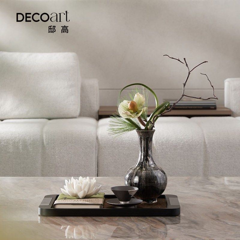 邸高宋氏美学家具展厅角几圆几电视柜台面摆件画托盘花瓶造景布置