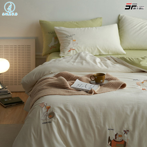 60支卡通儿童hA类全棉四件套学生宿舍1.2米床笠三件套纯棉被套床