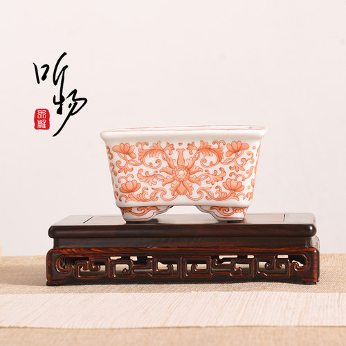 大红酸枝实木明式回纹茶壶盆景香炉花瓶佛像摆件底座花道展示木托