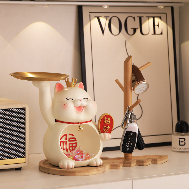 招财猫入户门钥匙收纳玄关摆件客厅电视柜家居装饰品乔迁新居礼品