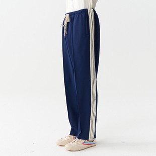 能猫商店复古宽松运动休闲校服裤中国风国潮长裤四条杠裤子男女