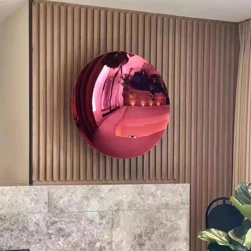 轻奢不锈钢彩色圆形镜面墙上壁挂酒店样板房售楼处背景墙软装饰品
