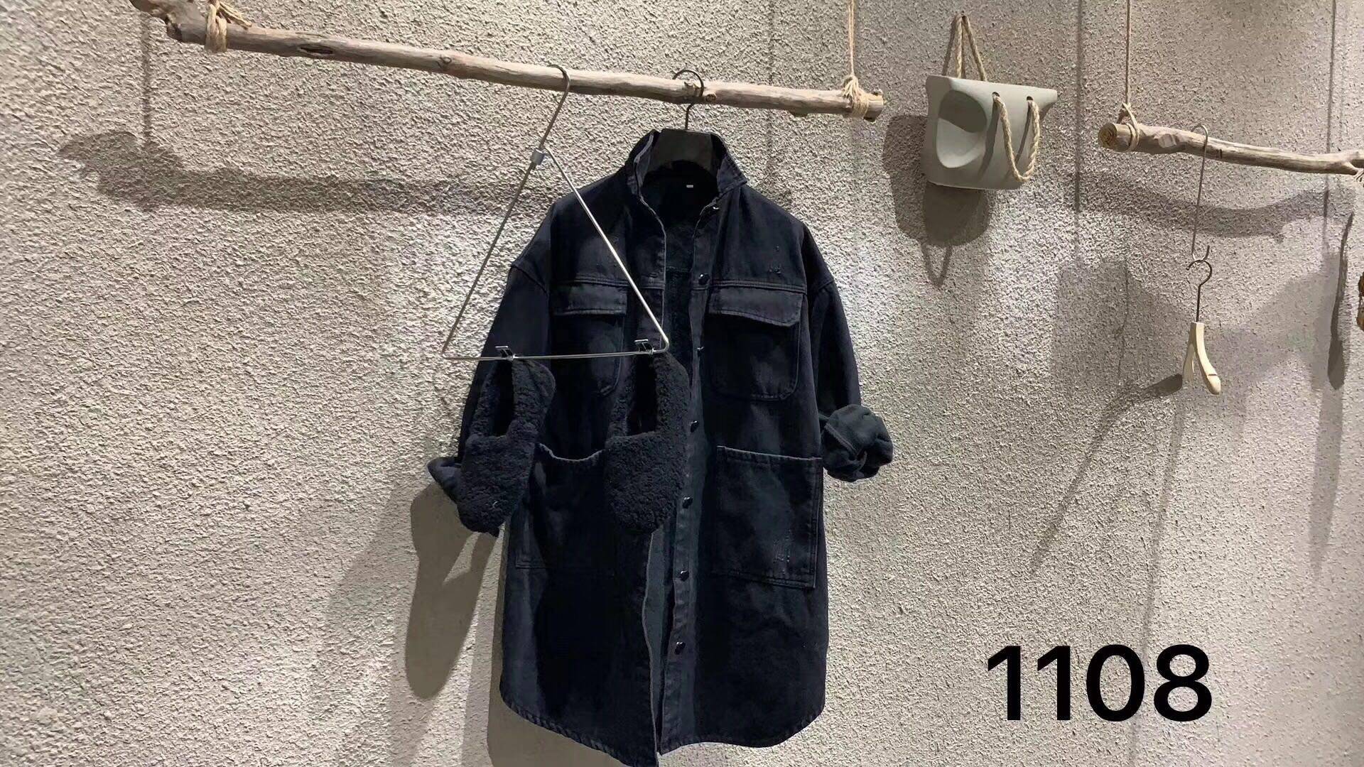 n东1108黑色牛仔外套女加绒加厚新款宽松百搭保暖棉衣女装上衣 潮