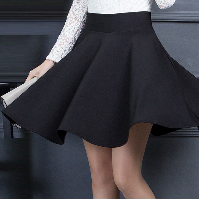 半身裙短裙秋冬胖mm加大码遮胯百搭女高腰显瘦A字蓬蓬裙百褶 伞裙