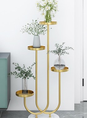北欧轻奢大理石绿萝花盆架多层花架子客厅落地式阳台卧室内置物架