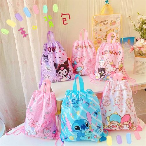 日系轻便学生束口抽绳补习袋 休闲双肩背包便携购物袋背袋手拎袋