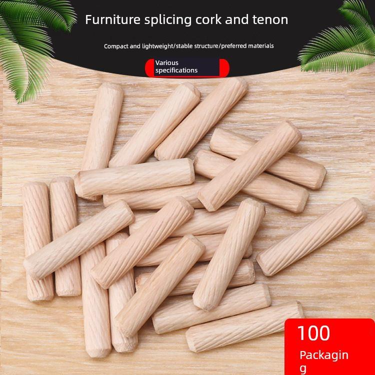 M6/8/10X30Mm家具连接器三合一圆木榫软木木棒木钉楔斜纹木