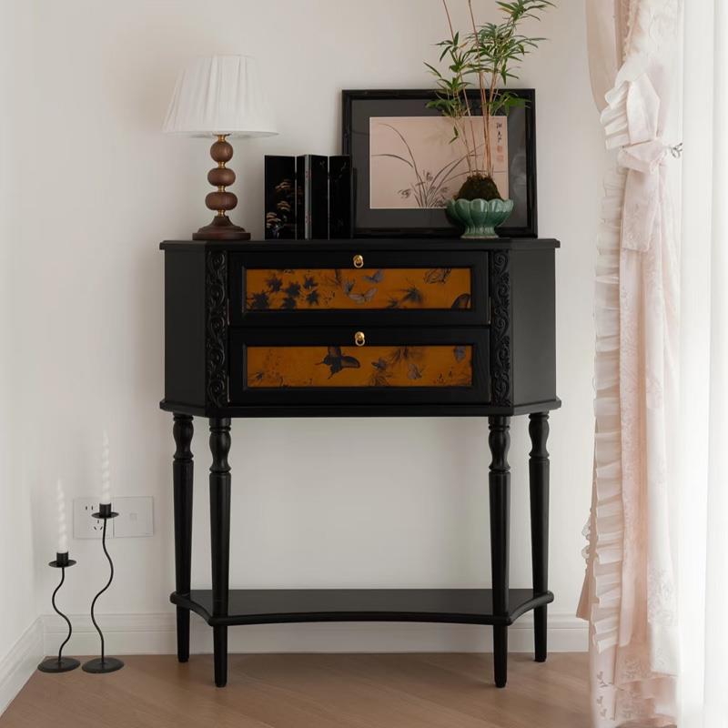 鹿鸣玄关桌/法式复古置物台实木装饰展示柜走廊正对门条几储物柜