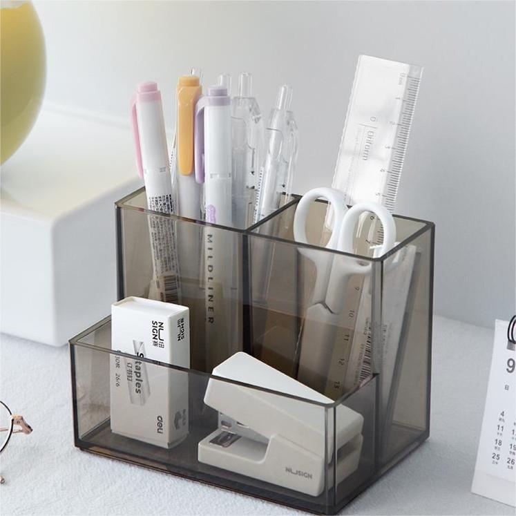 笔筒收纳盒简约风格办公室桌面多功能文具透明亚克力学生桌面桶