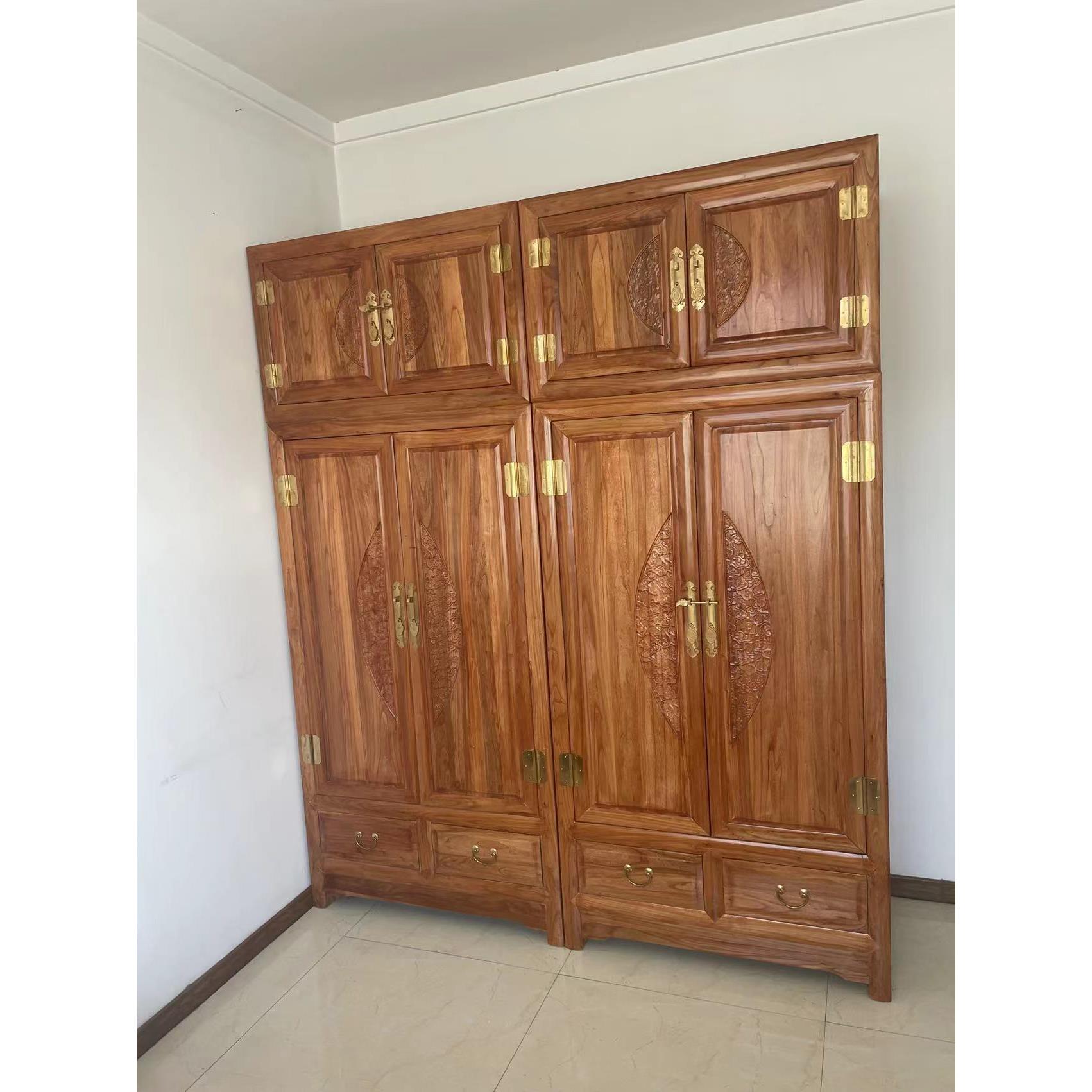 北方老榆木家具顶箱柜中式全实木卧室衣柜特价衣橱榫卯明清古典