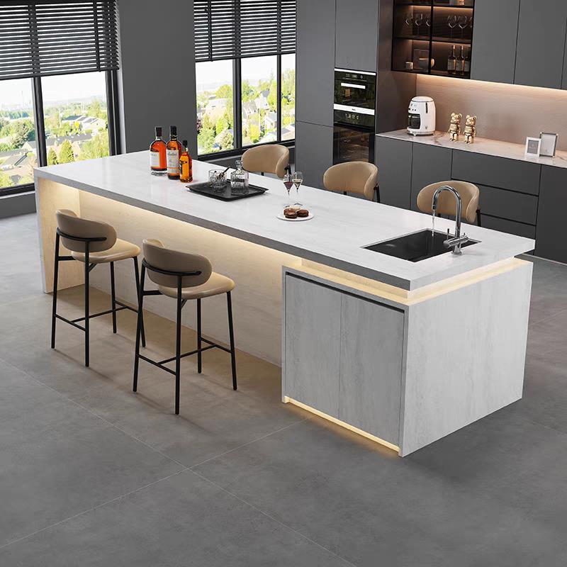 2025新款大理石岛台餐桌水槽一体厨房多功能中导台吧台公司吧台
