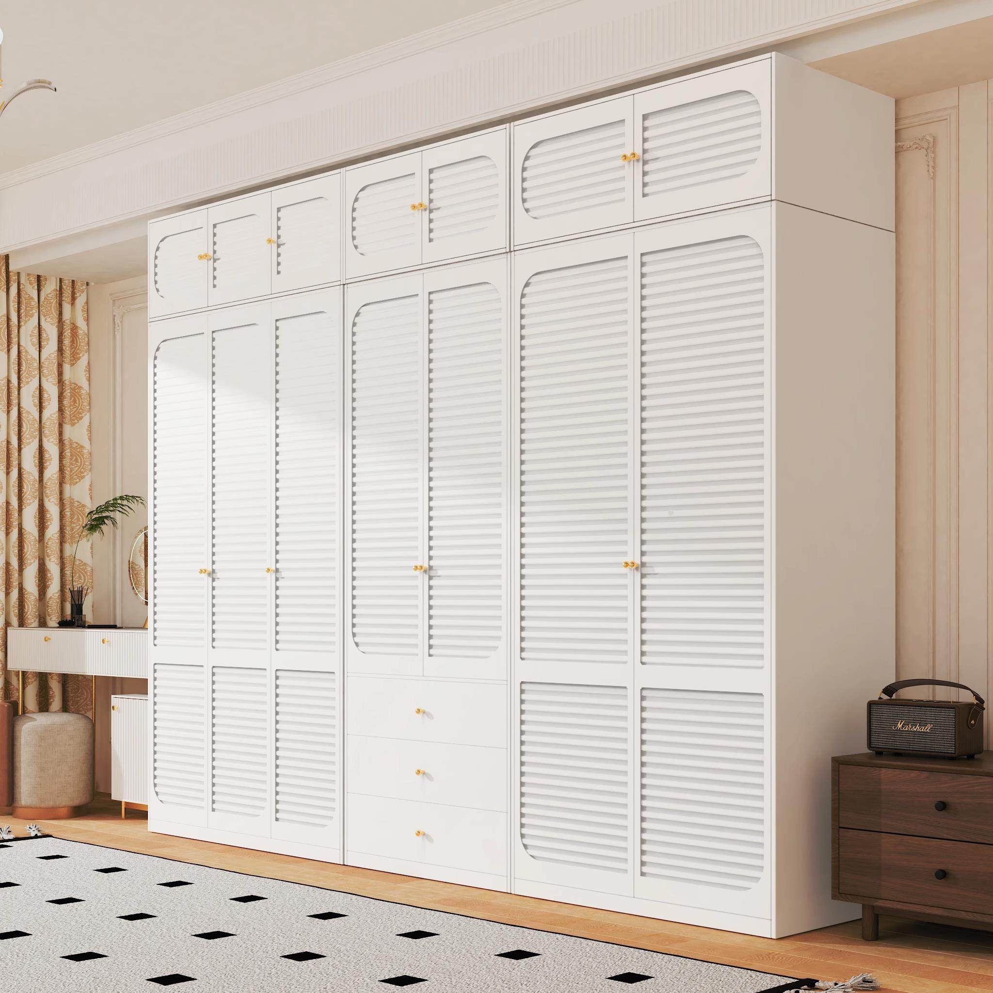 法式金属衣柜卧室家用无甲醛钢制衣橱2025新款衣帽间组合柜收纳柜