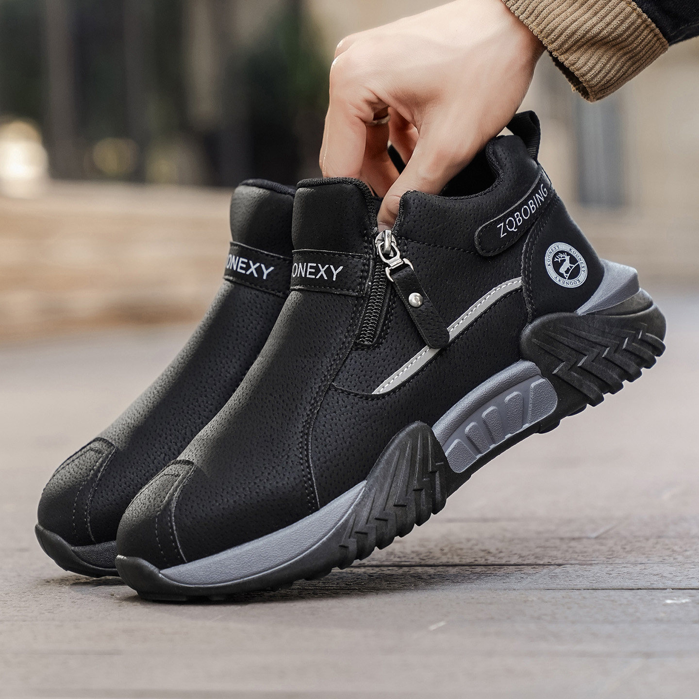 春天新款侧拉链休闲鞋上班耐脏工作鞋大码男鞋46 47 48防滑运动鞋,流行男鞋,时尚休闲鞋,淘宝优惠券,粉丝福利购,淘宝优惠卷