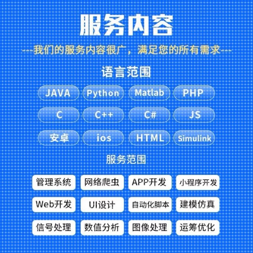 微信小程序java程序设计C/C++R语言matlab安卓php定制python代做