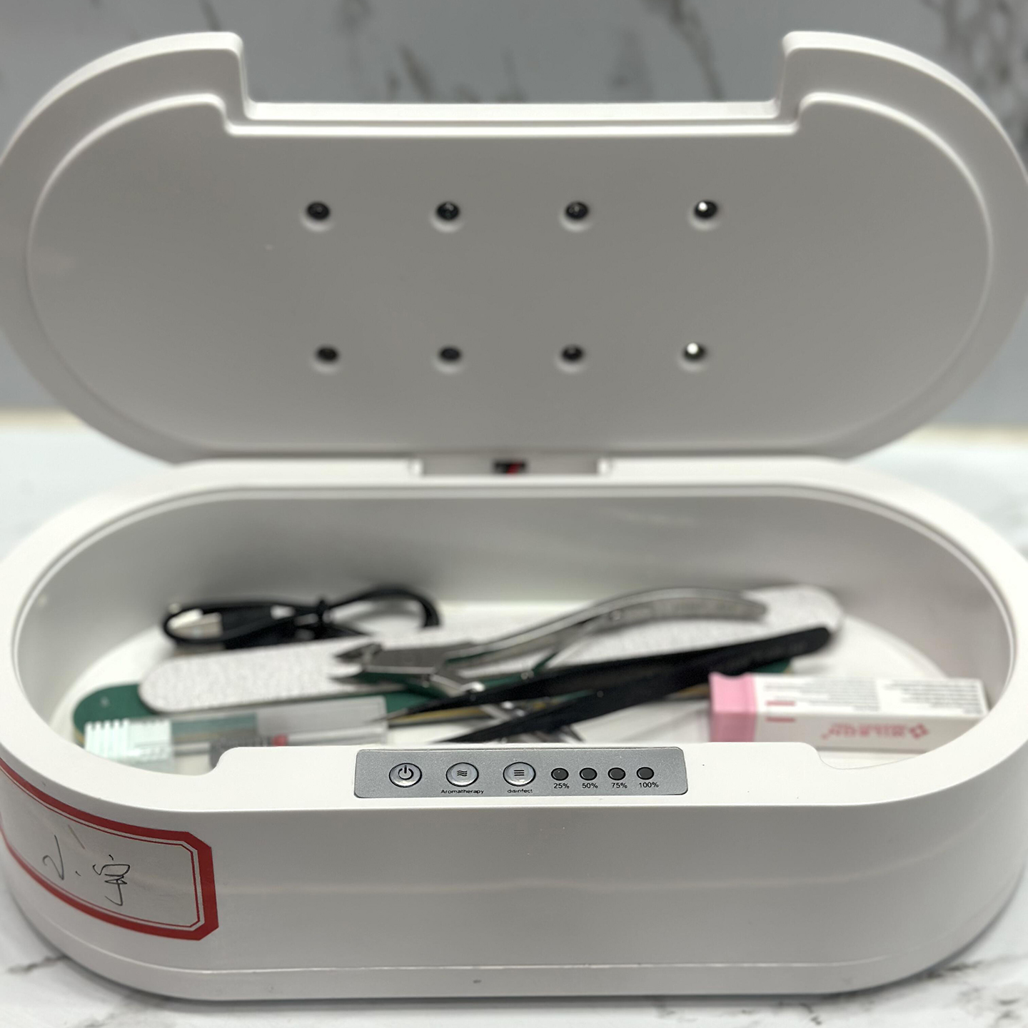 白色美甲工具紫外线消毒器美甲消毒盒臭氧箱钞票家用根管锉消毒盒