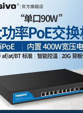 hasivo机架式单口高功率65W、90W千兆POE交换机S1300P-8G-1TS-Hi