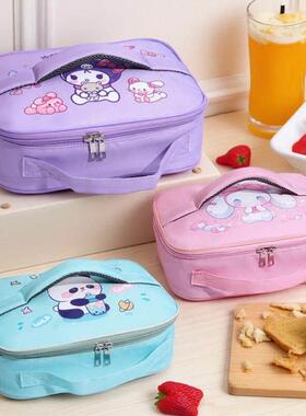 小学生专用便当带子手拎兜扁平保温儿童双手提加厚防水餐盒便当包