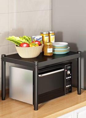 单层黑色厨房台面置物架一层收纳层架烤箱家用调料放锅微波炉架子