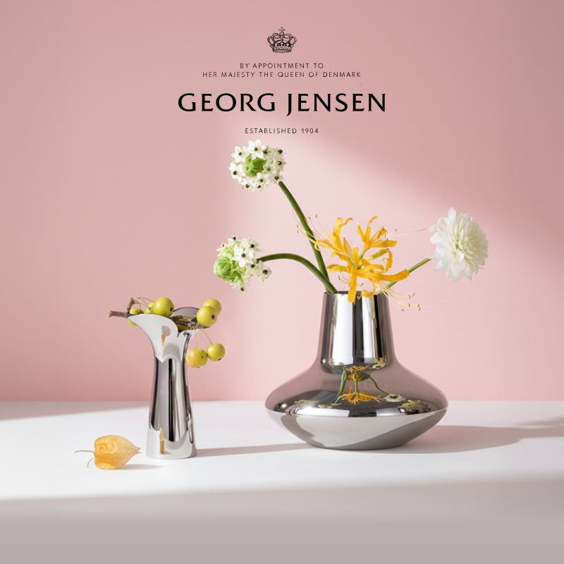 圣诞礼物GeorgJensen乔治杰生桌面摆件插花花瓶不锈钢北欧