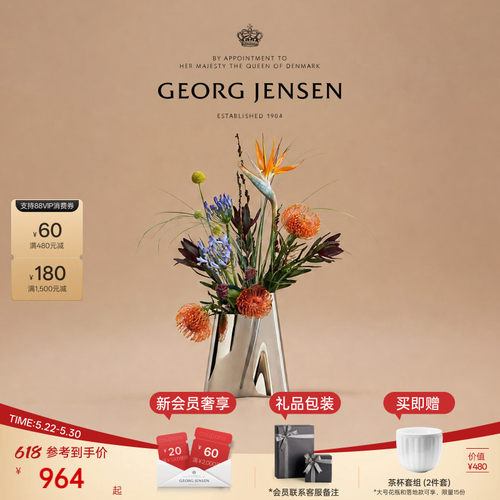 【天猫惊喜盒】GeorgJensen乔治杰生LITUUS618新婚礼物弦律花瓶