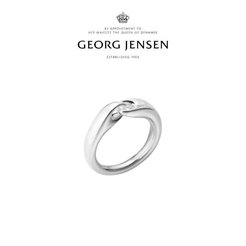 Georg Jensen乔治杰生REFLECT  逆光系列 简约互扣戒指 925银