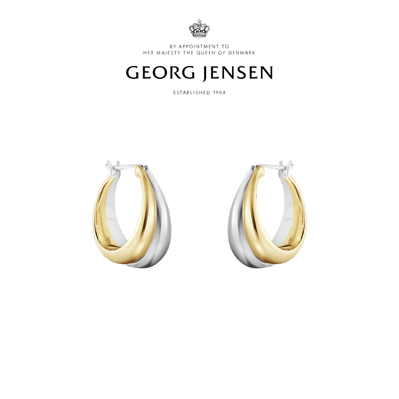 Georg Jensen乔治杰生CURVE 海浪系列 银饰设计高级感耳环