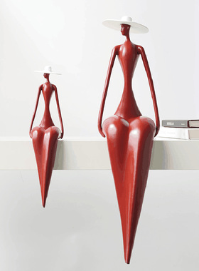 稀缺质感复古现代新中式人物雕塑摆件轻奢感客厅玄关过道高端