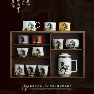 稀缺质感马年一马当先冰种玉瓷主人杯品茗杯茶杯单杯礼盒装商务伴